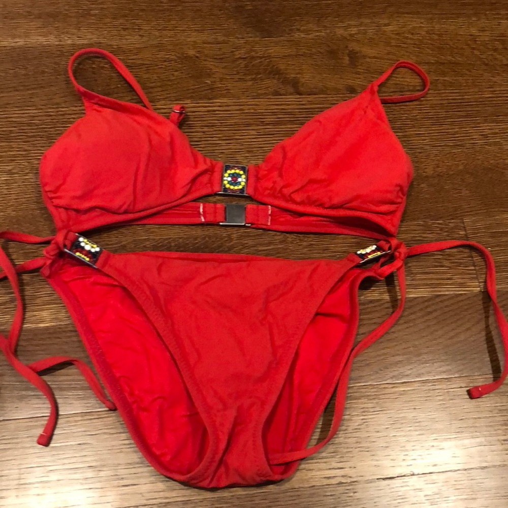 nanette lepore red string bikini size small